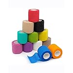 FriCARE Self Adhesive Bandage Wrap, Medical Tape in First Aid Kit, Cohesive Bandages for Wounds Sport Vet, 2 Inches X 5 Yards 12 Rolls, Rainbow