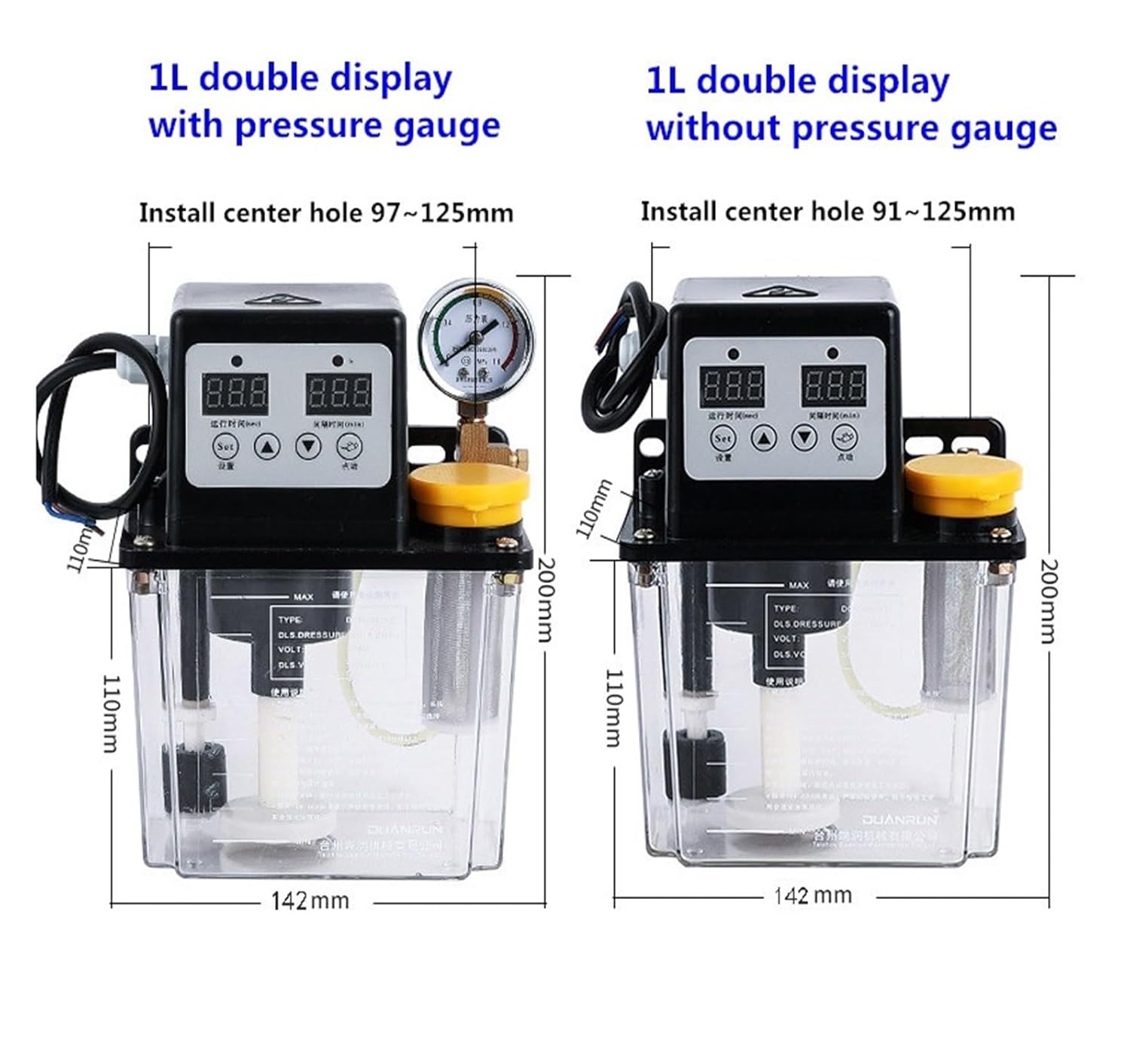 electromagnetic lubricating Pump 220V 0.5L 1L 2L Lubricant Pump Automatic Lubricating Oil CNC Electric Lubrication Lubricator(0.5L with Oil Gauge)