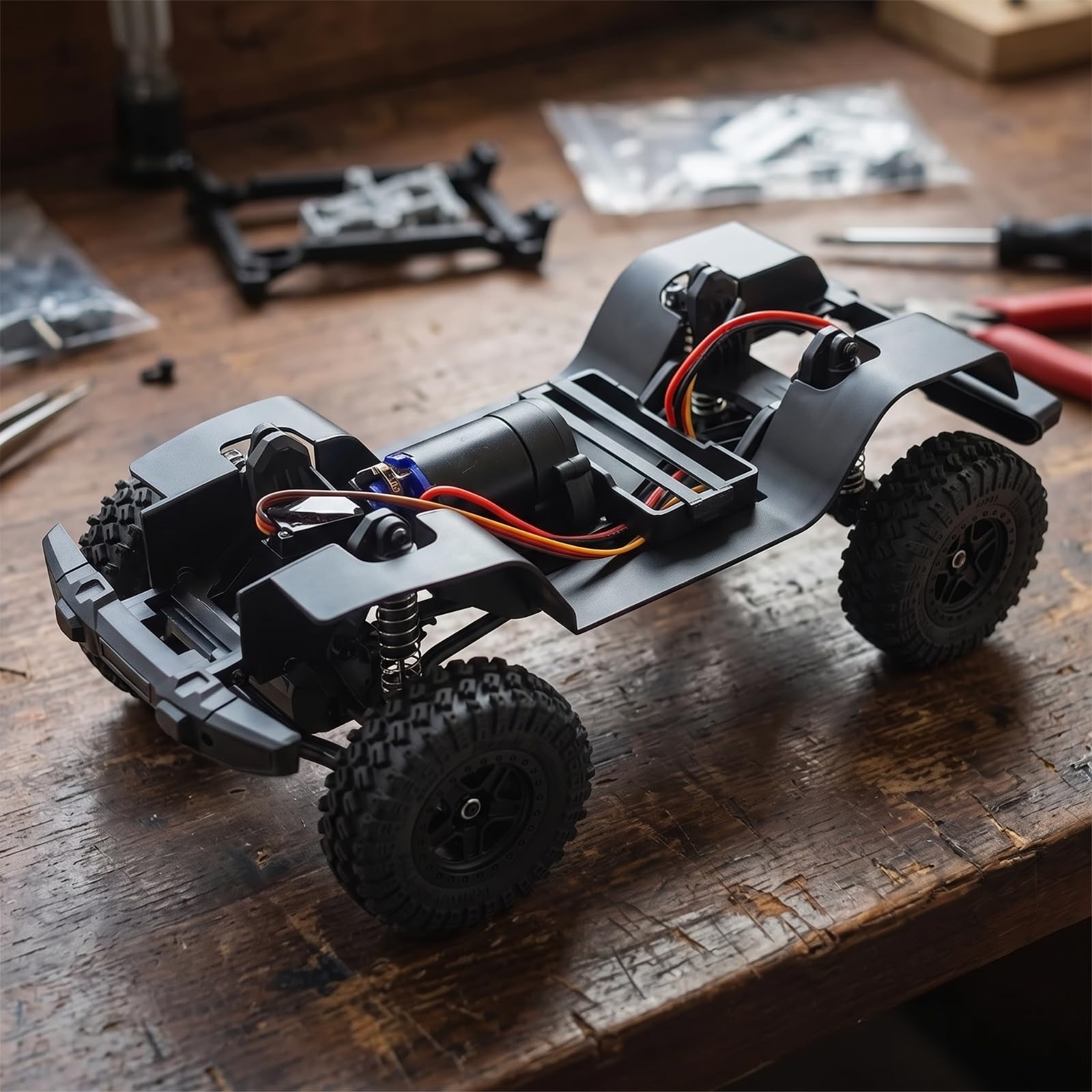 Chasis Control Remoto con Ruedas Escala 1/18 Chasis Crawler con Motor Todoterreno Conjunto Engranajes Motor para Molistas