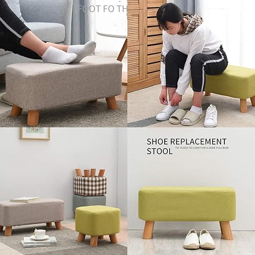 Miniatura 3 de Taburete de banco cuadrado antideslizante con cojín acolchado para cambiar el pasillo, reposapiés (color: verde, tamaño: 11.0 x 11.0 x 9.8 in) forro