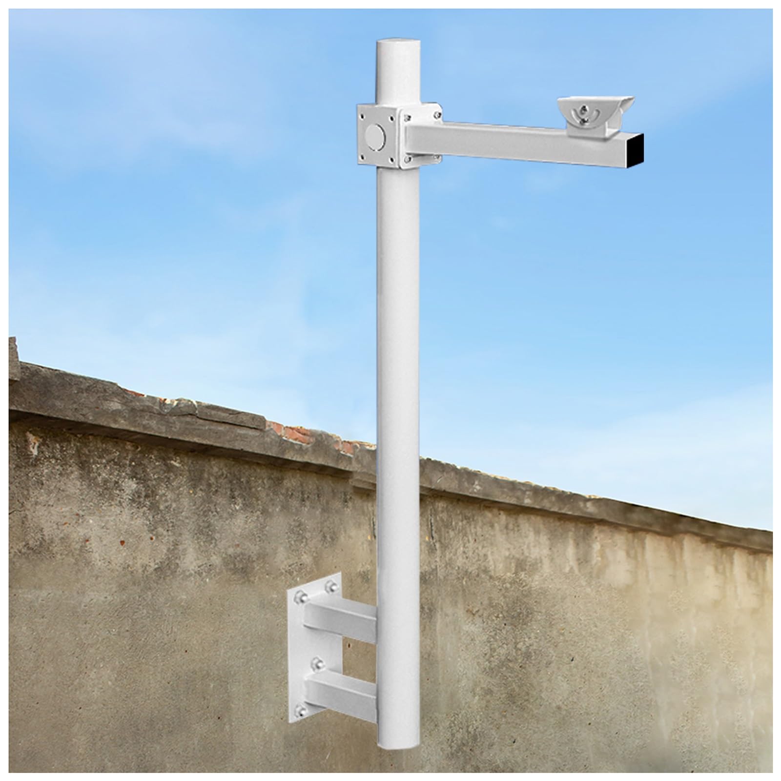 MRVAKDYDI Weatherproof Steel Surveillance Post, Galvanized Steel Security Camera Bracket 0.5-2.3m Tall PTZ Dome Pole Outdoor Surveillance(Bracket B,0.5m Tall)