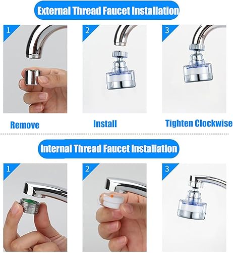 Miniatura 6 de Grifo de filtro de agua para fregadero con cartuchos, filtro de agua giratorio universal de 360  que elimina flúor metales pesados, agua dura,
