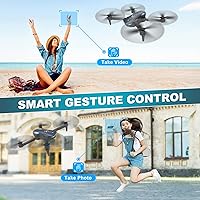 Vista 2 de Dron con cámara de 1080P para principiantes y adultos, cuadricóptero plegable con control remoto y control de voz, opción de gestos para tomar