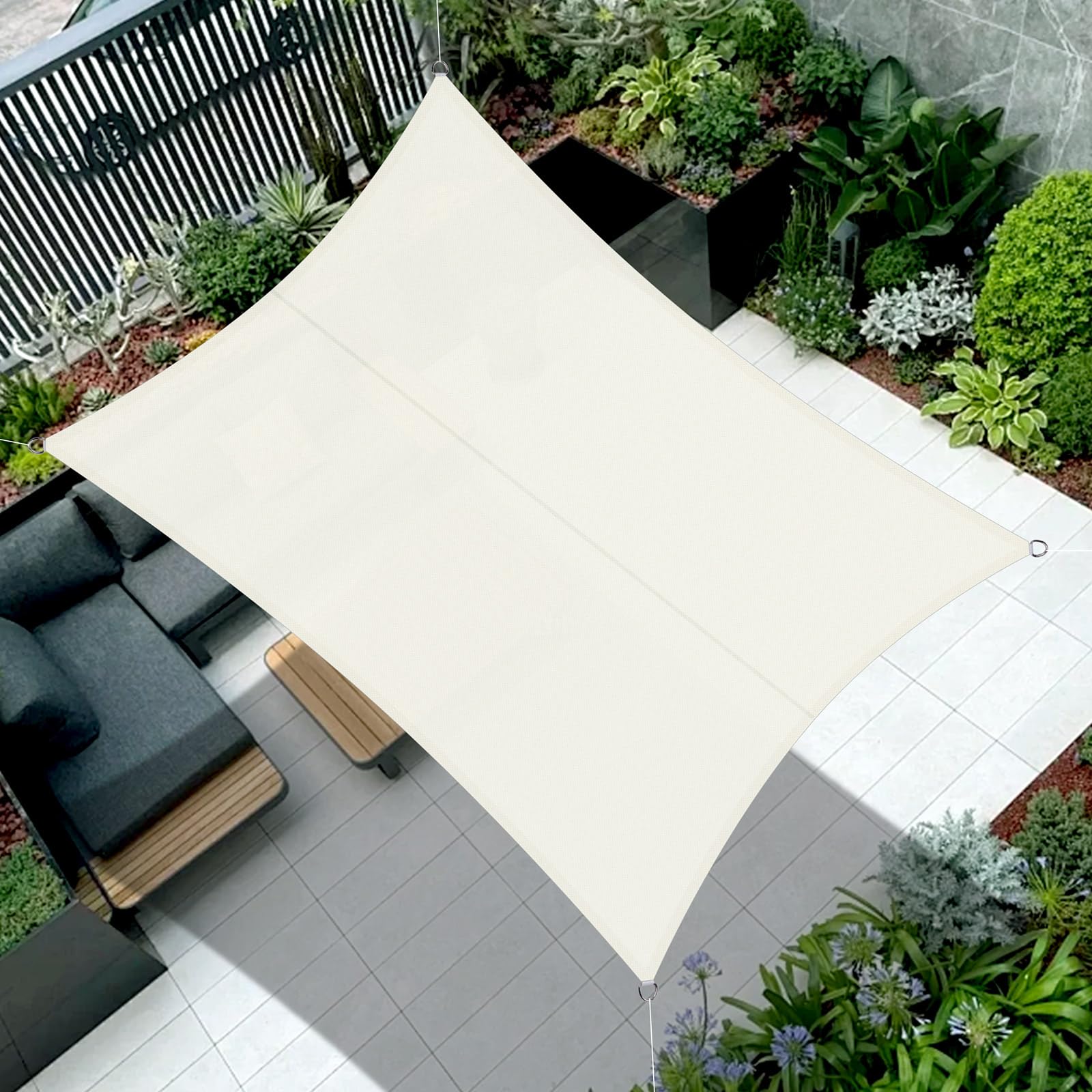 Cool Area Toldo Vela de Sombra Impermeable Rectangular 2.5x4m Protección UV PES Toldos para Patio Exterior Jardín Terraza-Arena — view 20