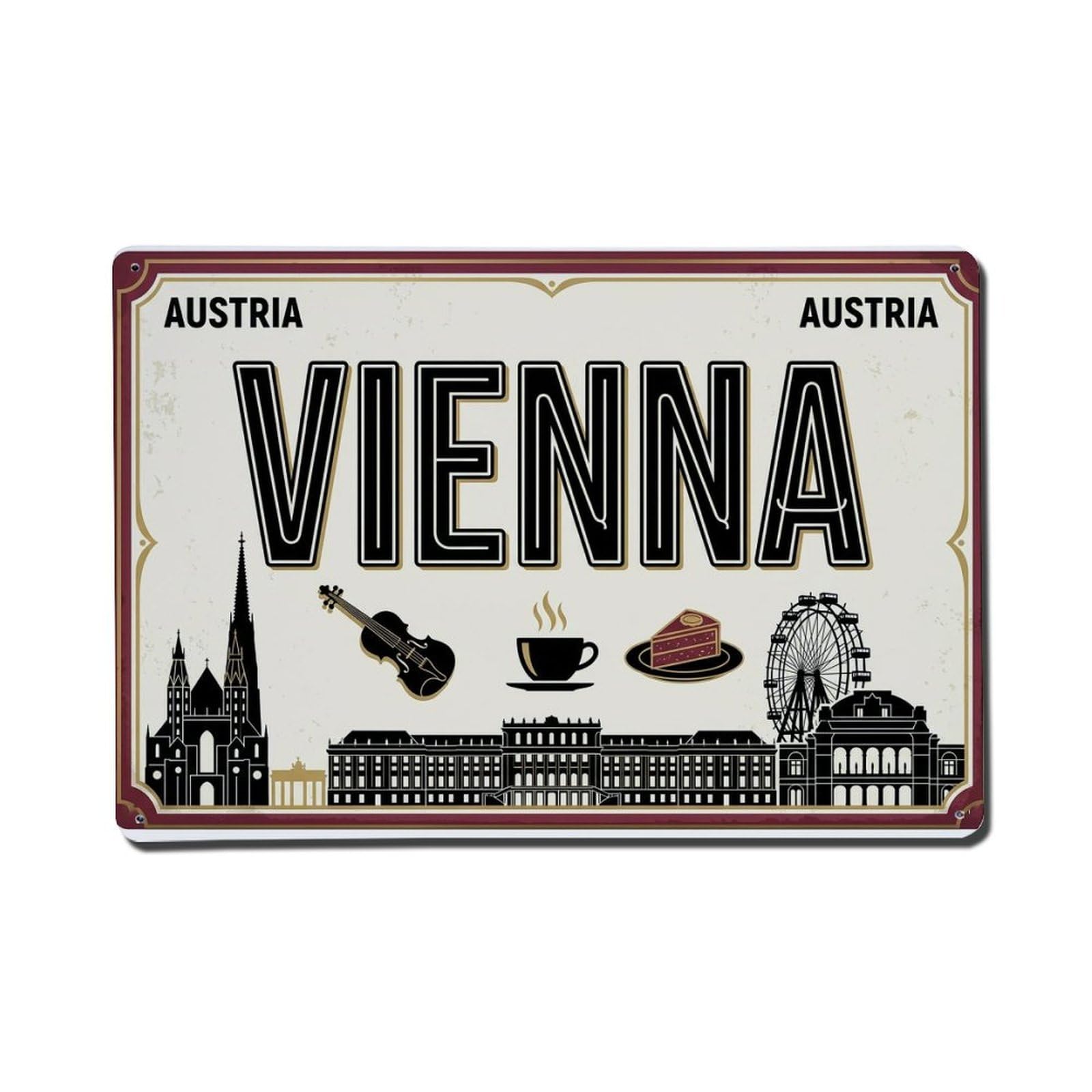 Xanthor Style Vintage Travel Vienna Austria Palace Music Metal Tin Sign
