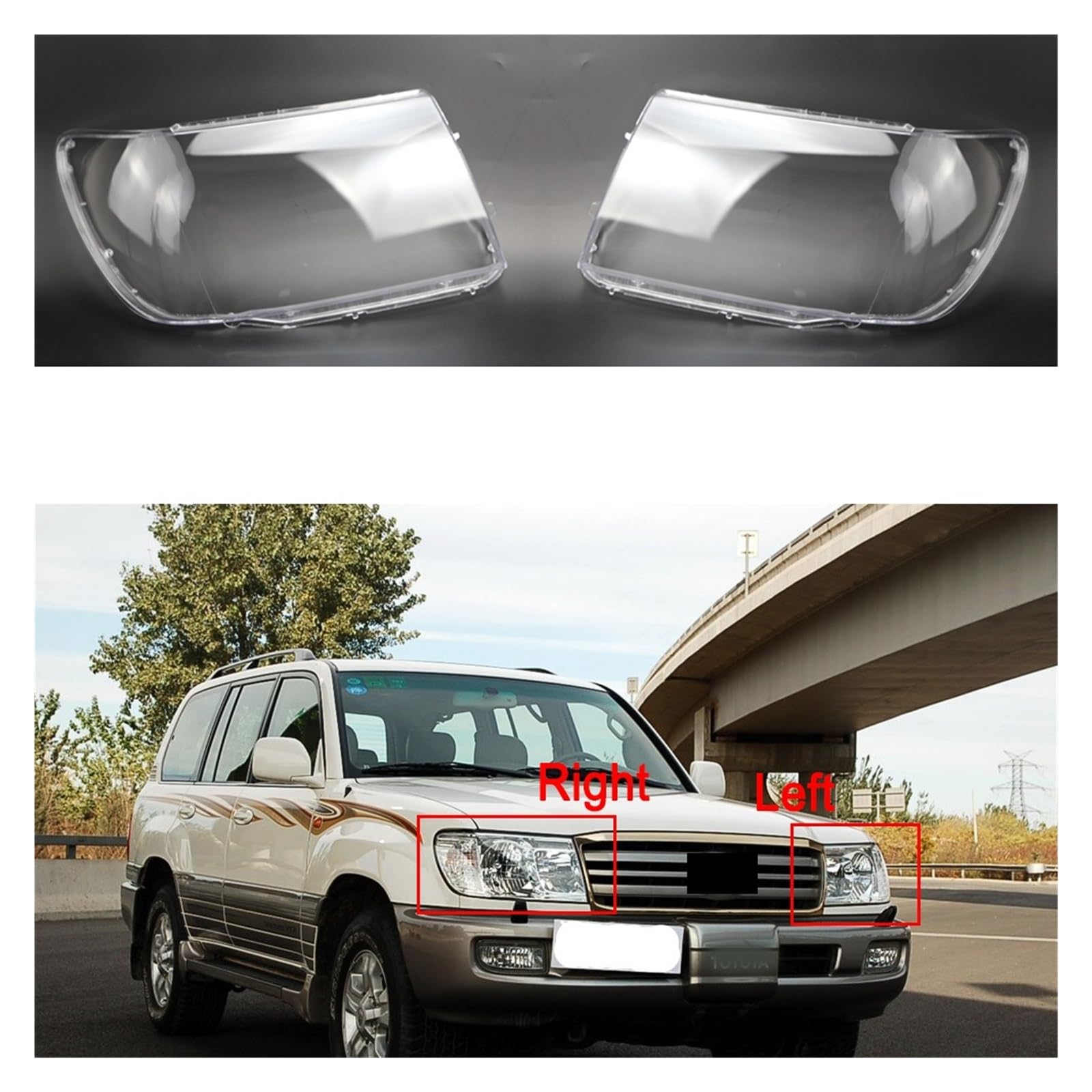 MCSSTORE Reflektor Lens Cover Shell Kompatybilny z Toyota Land Cruiser 2005-2008 Z Uszczelką