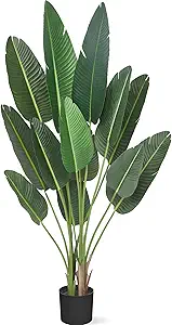 Amyove 72 inchs Artificial Tree Bird of Paradise with 13 Trunks, 6 Feet Faux Plant Fake Banana Tree Plant with Pot for Home, Decor, Indoor, Outdoor, Living Room, Office-1Pack