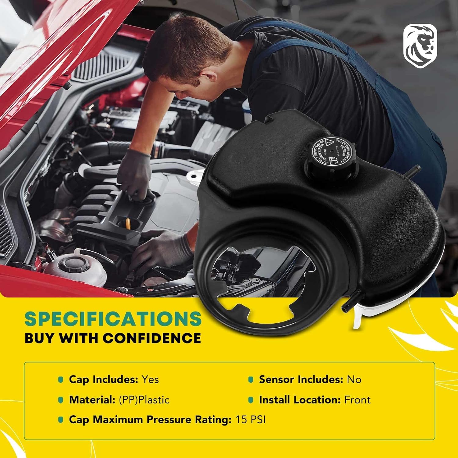 YHTAUTO Engine Coolant Recovery Overflow Reservoir Expansion Tank W/Pressurized Cap For 2002-2008 Jaguar X-Type 2.5L 3.0L Replace for# 1X438K218AG