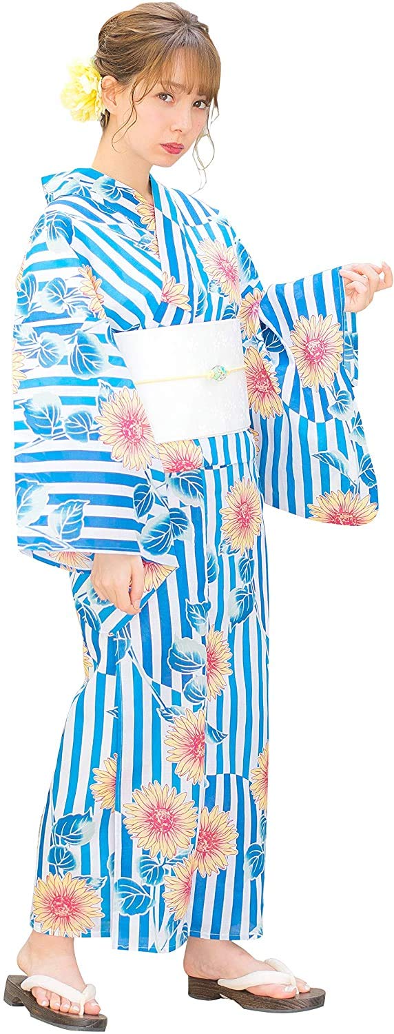 DitaWomen's Kyoto Traditional Easy Wearing Kawaii Yukata Robe(Japanese Casual Kimono) Full Set 4