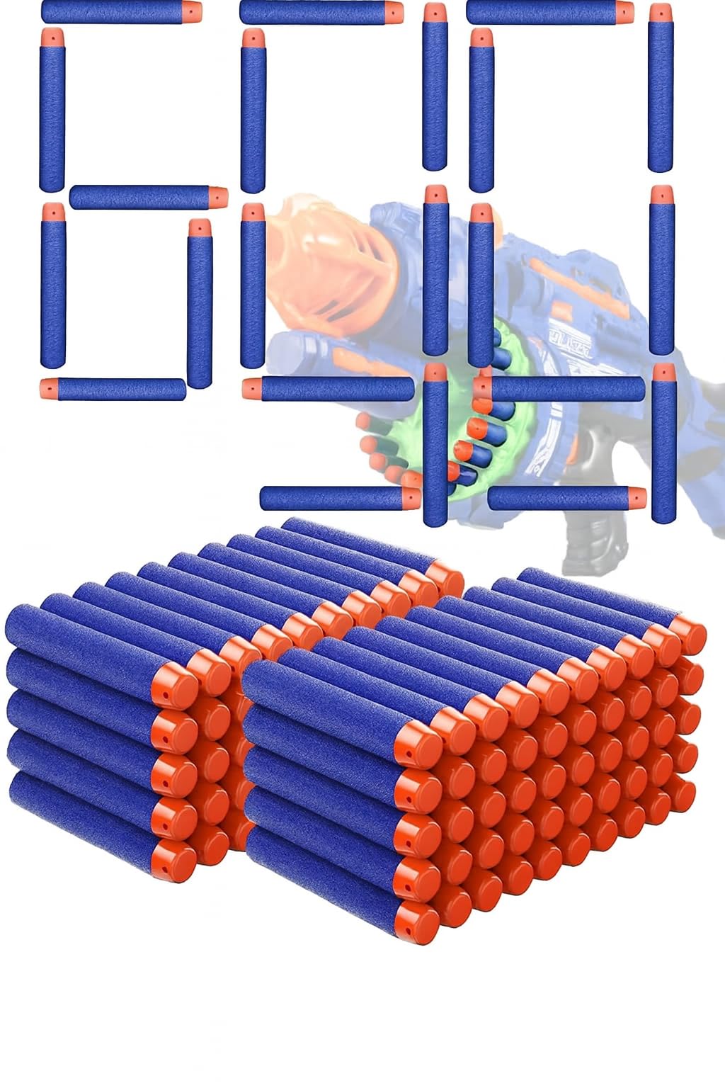 VastCart 600 foam darts refill pack, compatible with Elite-style blasters. Soft tip, durable foam, individually packaged for play, parties, and replacement ammo. Blue (600 Foam Darts)