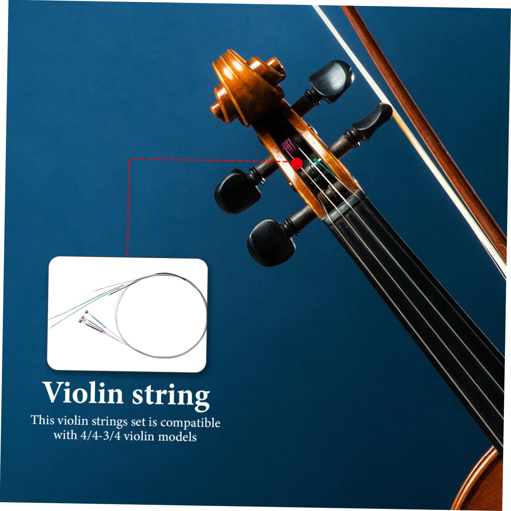 Wakauto 4pcs Violin String Set Full Set Replacement Strings for Full Size Violin Tuner Included