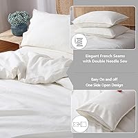 Vista 3 de S VICTORY SYMBOL - Juego de funda de edredón de lino 100% orgánico, juego de ropa de cama de lino francés lavado a piedra, funda de edredón