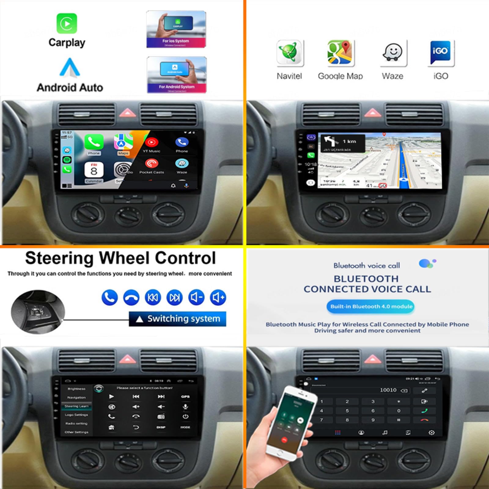 Android 15 Car Stereo 9" Samochód Dla Sagitar Jetta5 2006-2010,M107