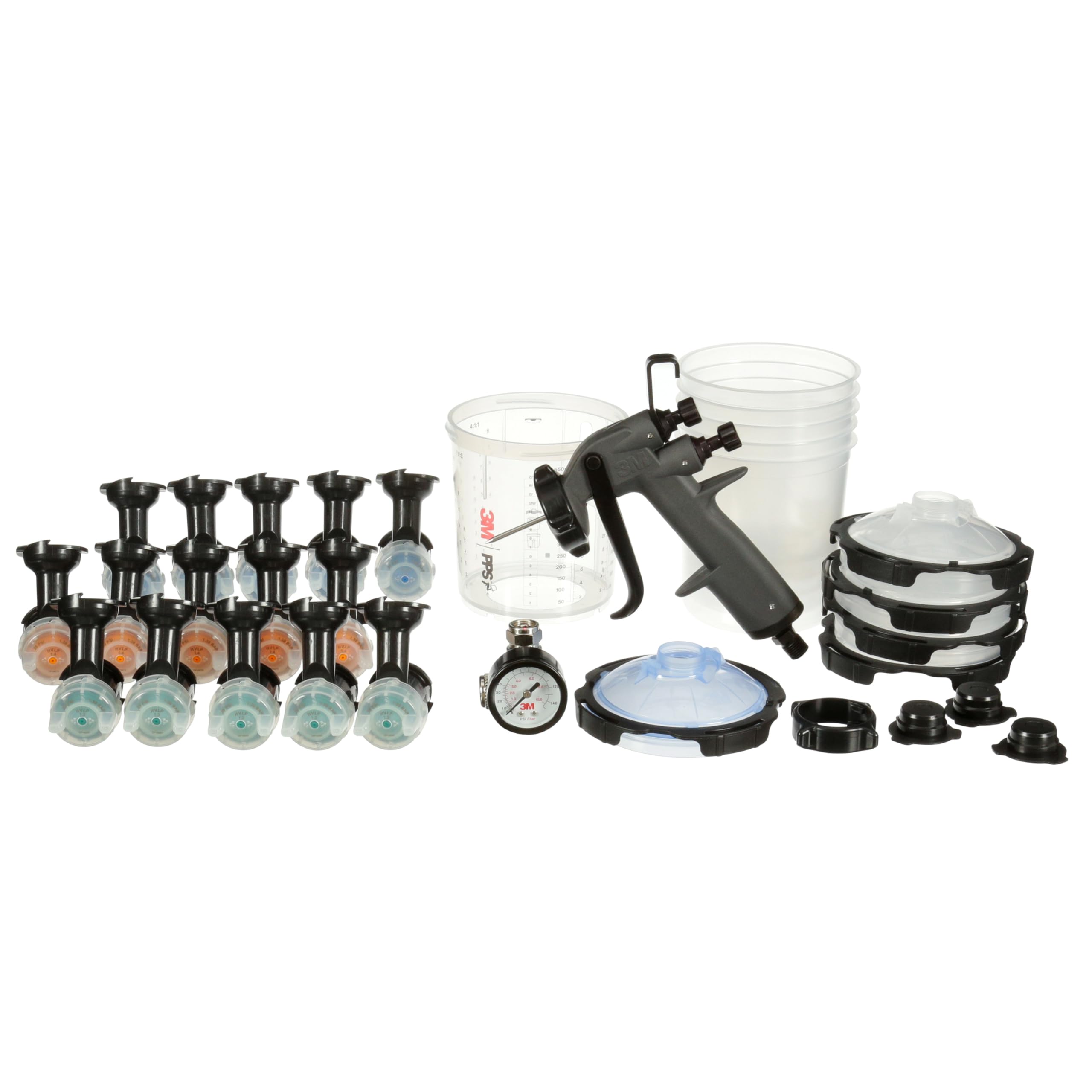 3M Lackier-Starter-Paket Performance Spray Gun 26778, PPS 2.0, 15 HVLP-Düsen, Autolackierung