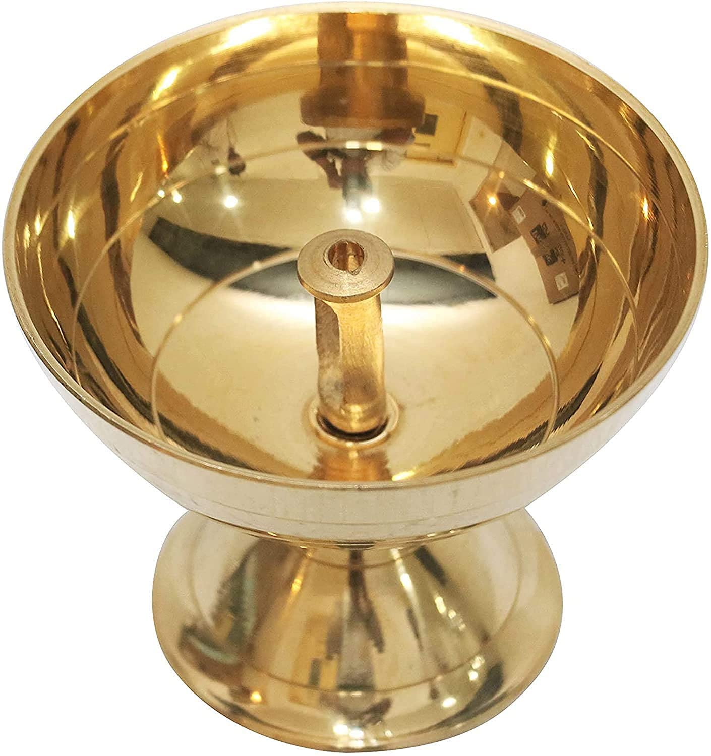 MBS Akhand Diya Brass Deep Akhand Jyoti Diya for Puja Brass Jyot Diya Gifts Decor Table Diya (Height 2 inch, Gold) (- Pack of 1))