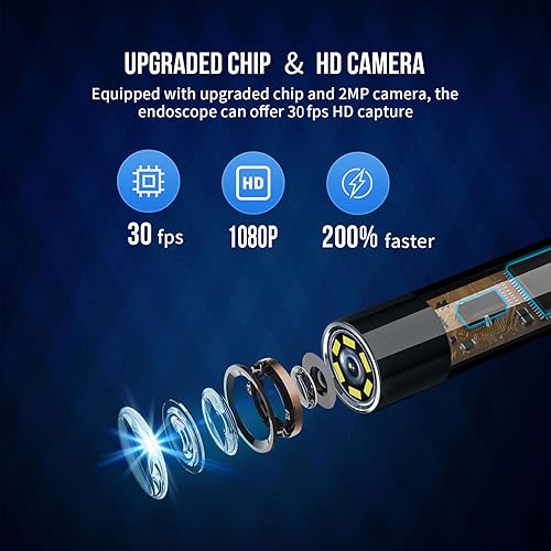 Miniatura 3 de NIDAGE Endoscopio inalámbrico para inspección automotriz, semirrígido, flexible, impermeable, 0.217 in, cámara de boroscopio WiFi compatible con