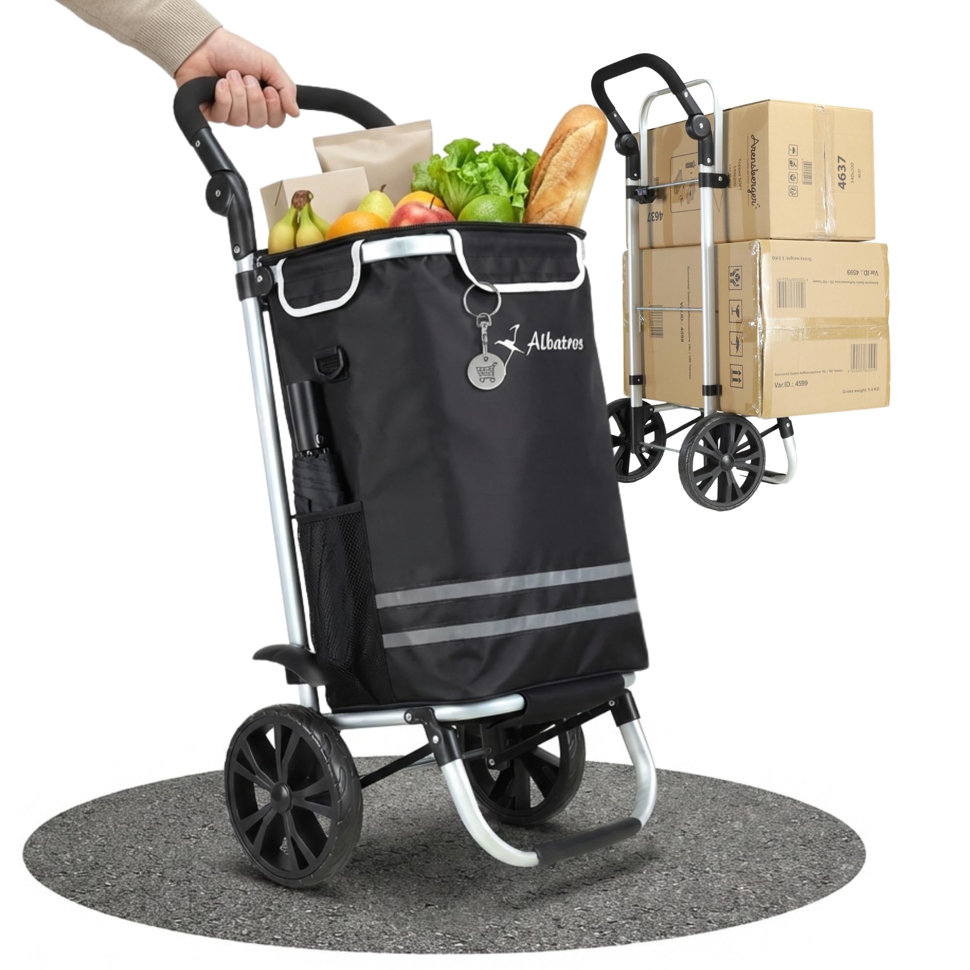 ALBATROS Carrello per la spesa grande, borsa interna termica, pieghevole, con chip | Carrello per la spesa con grande tasca, finestra per lista della spesa, ruote grandi, carrello pieghevole e scorrevole