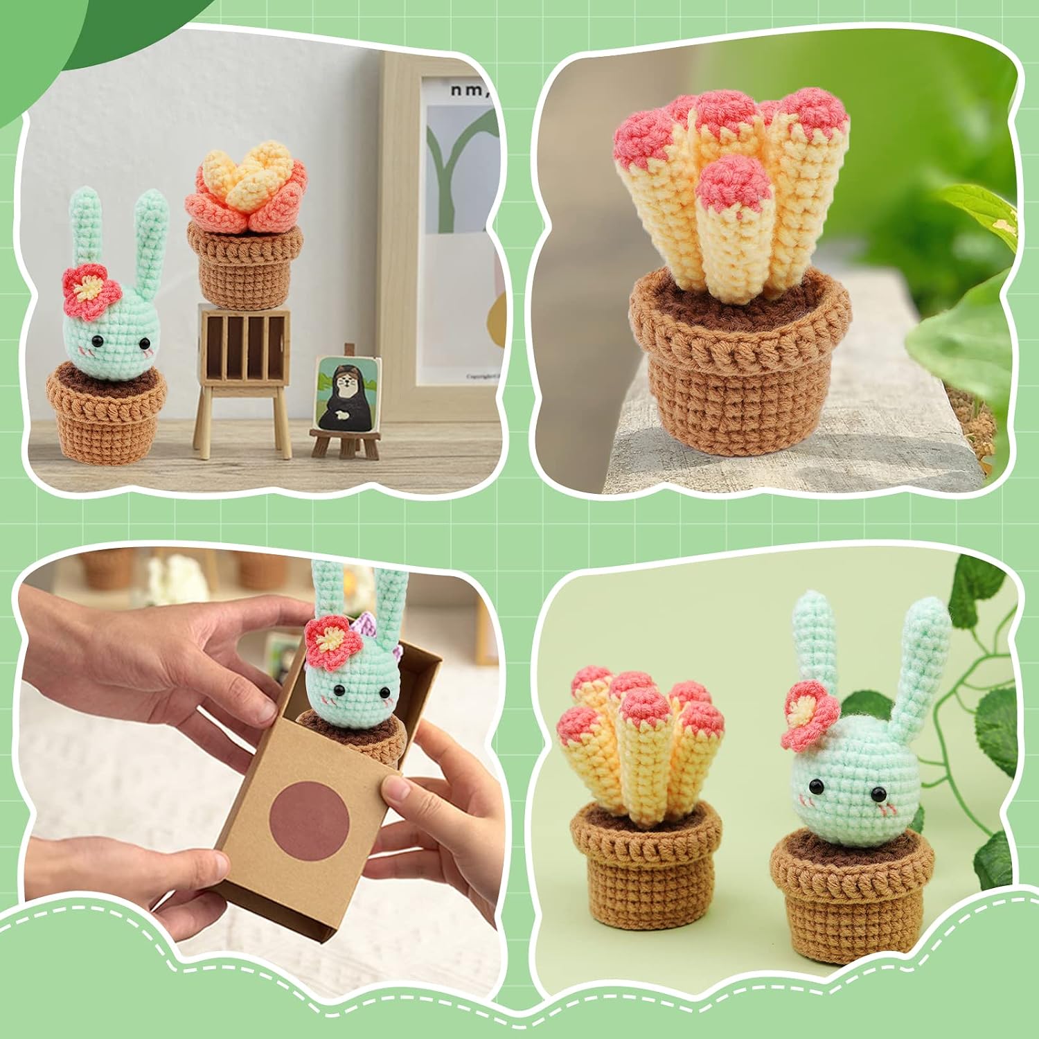 SAMLMAP Crochet Kit for Beginners Adults, Learn to Crochet Kit with Step-by-Step Video Tutorials Amigurumi Animals Kit Octopus Whale Dog and Plants Tulips Sun Flowers