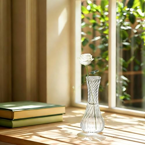 Miniatura 7 de Paquete de 16 jarrones de cristal, pequeños jarrones de flores transparentes a granel, jarrones de vidrio vintage para centros de mesa, mini jarrón