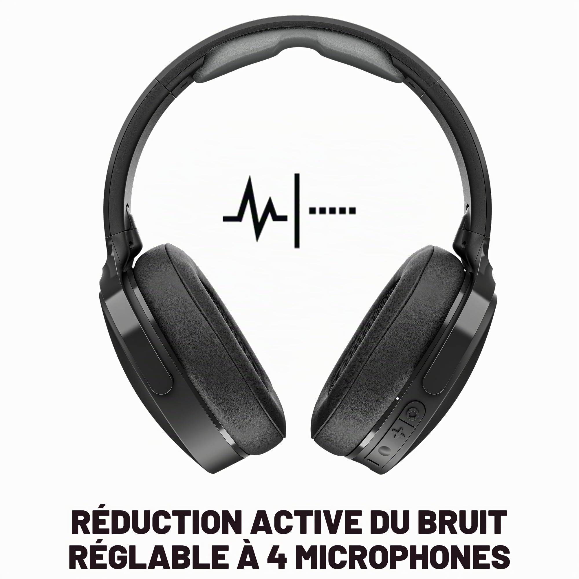 Skullcandy Hesh ANC Casque Supra-Auriculaire à Suppression de Bruit sans Fil, Autonomie 22 h, Microphone, Compatible iPhone + Android + Appareils Bluetooth - Noir