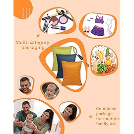 babygoal Wet Dry Bags 3 Pack for Baby Cloth Diapers, Washable Travel Bags, Beach, Pool, Gym Bag for Swimsuits & Wet Clothes with Two Zippered Pockets 3LN29