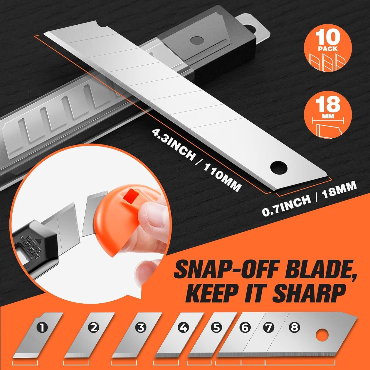 20 Pack Utility Knife, Box Cutter Retractable, Box Knife for Cartons, Cardboard, and Boxes, Box Opener with 10 Pieces 18mm Snap-off Blade, Razor Knife for Office and Home Use, Box Cutters