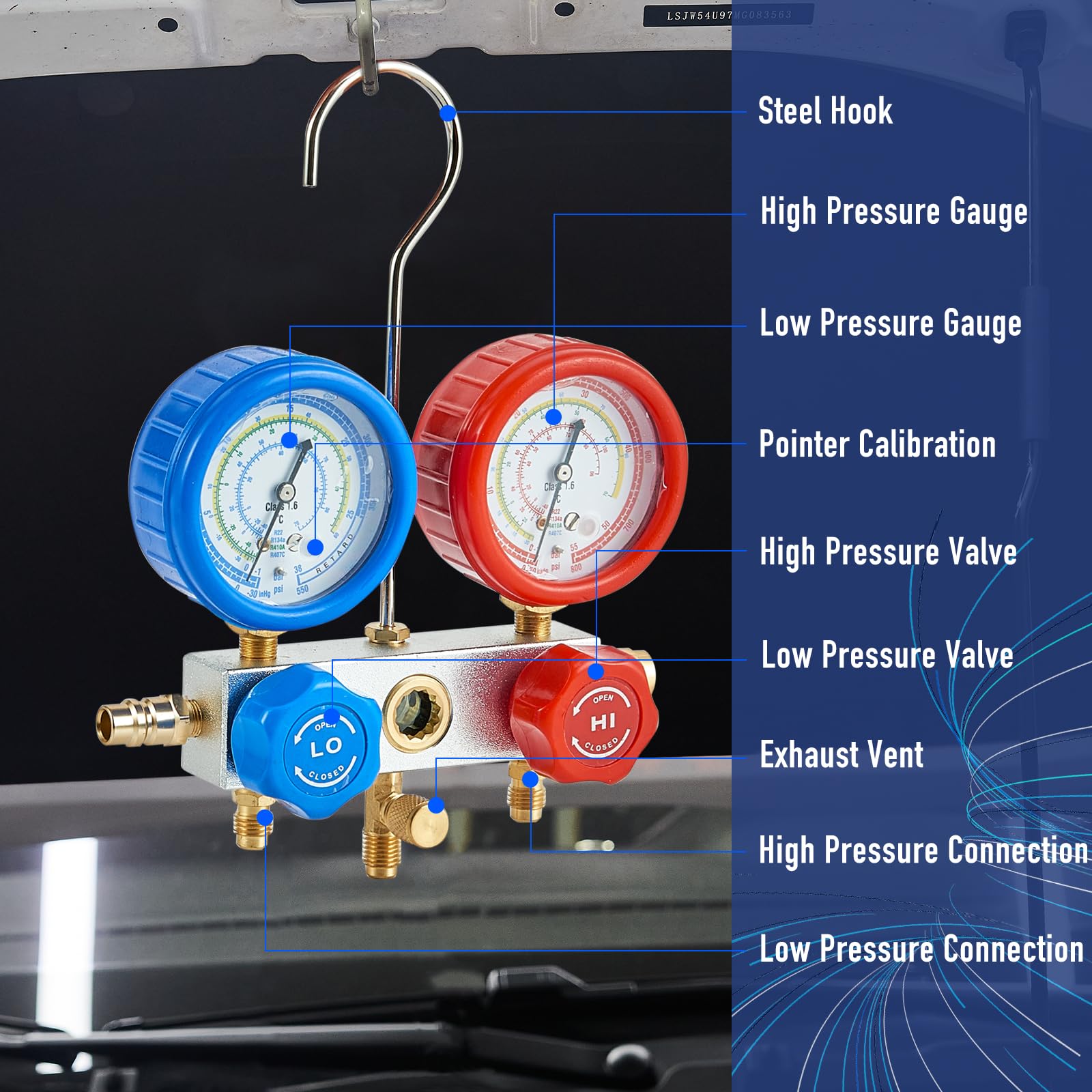 BACOENG Vakuumpumpe klimaanlage Set für HVAC/Auto AC Kältemittelaufladung, Klimaanlage Auto Befüllen Set Ideal für R134A R410A R407C R22