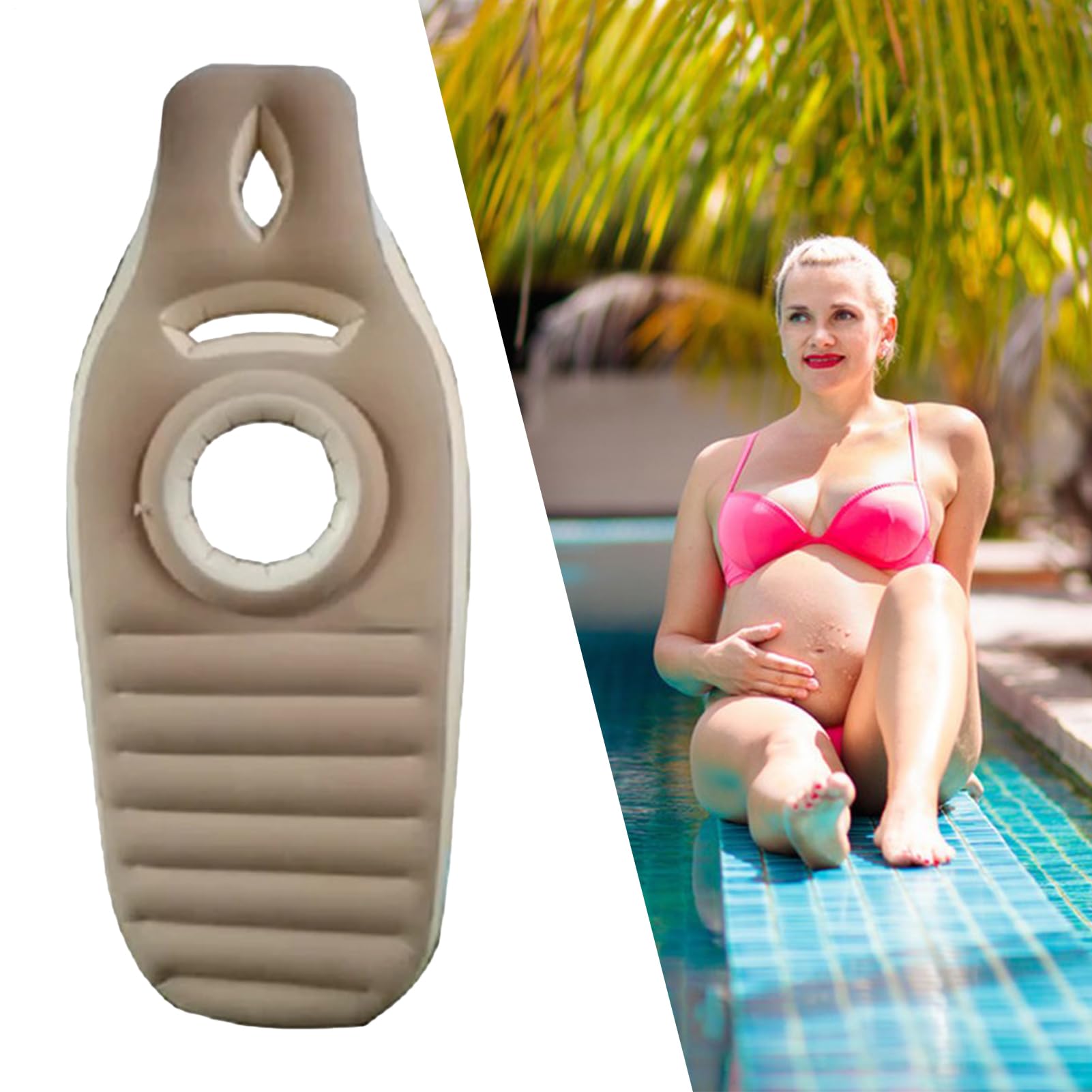 Flotador de piscina para mujer embarazada, balsa antideslizante para maternidad, tumbona de playa para embarazo, tumbona de playa de PVC grueso, con agujero para el vientre para mujer, patio trasero y
