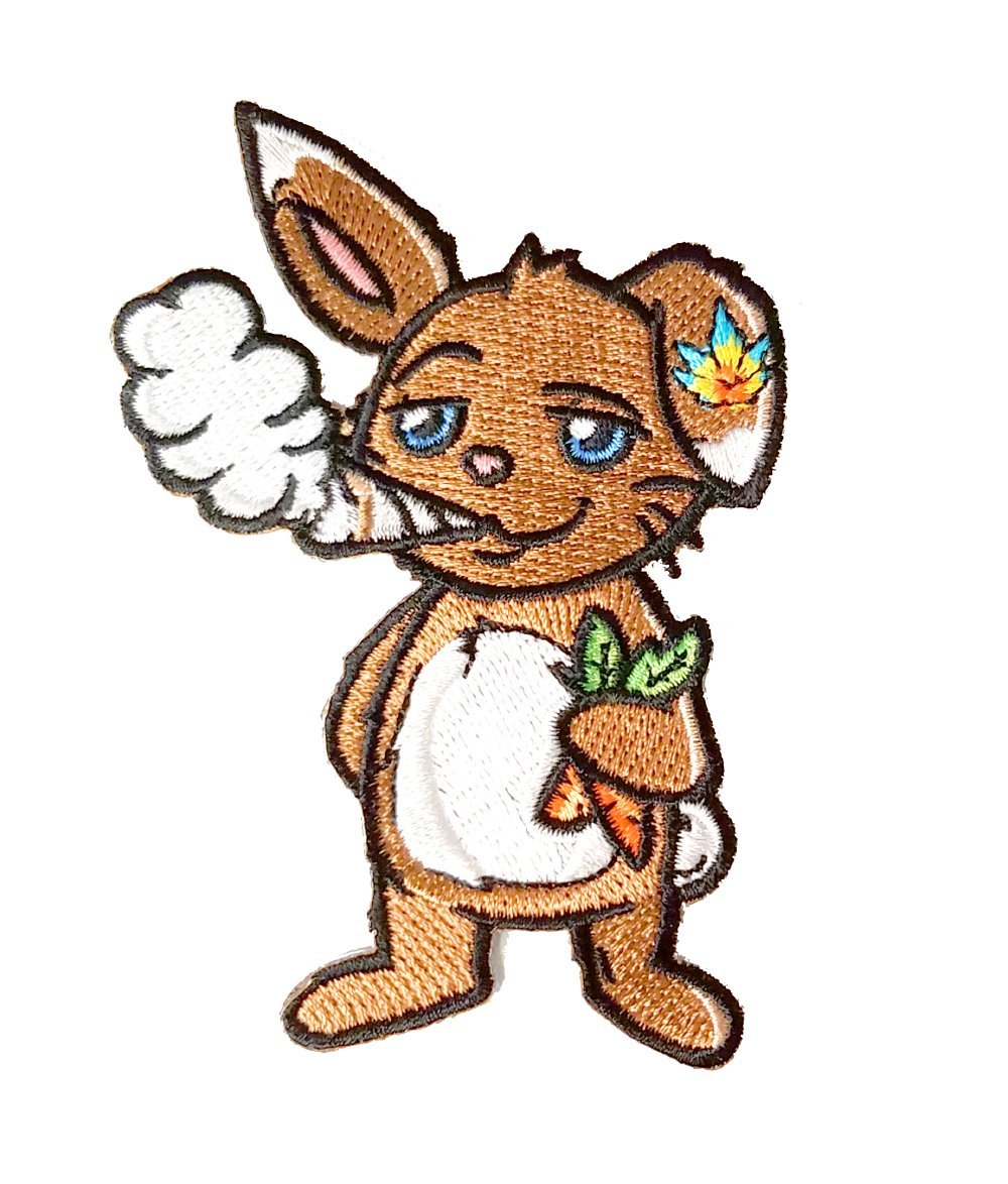 Pot Smoking Pals FUNNY BUNNY RABBIT - Iron on Embroidered Patch Applique