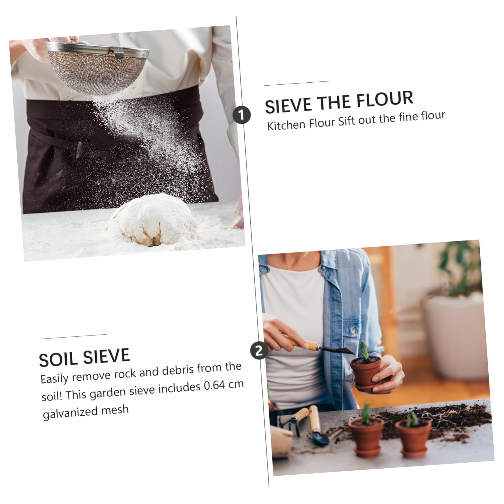 PEPLAYTAL 1Pc Mesh Fine Sieve for Baking Cooking Round Strainer for Flour Icing and Vegetable Washing Kitchen Tool for Home and Professional Use