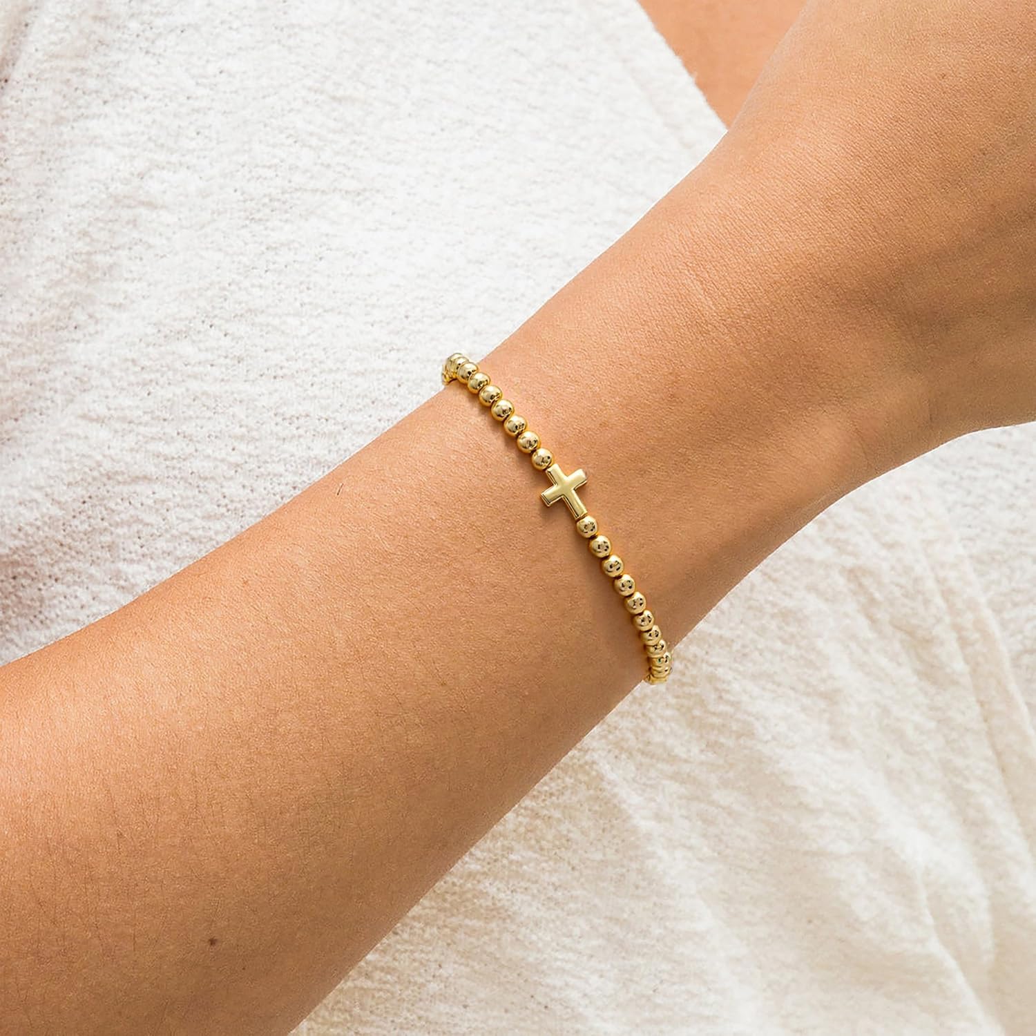 Gold Bracelets for Women 14K Gold Beaded Bracelets Stackable Bracelets for Women Gold Charm Bracelet Non Tarnish Gold Jewelry for Women Trendy - Image 2