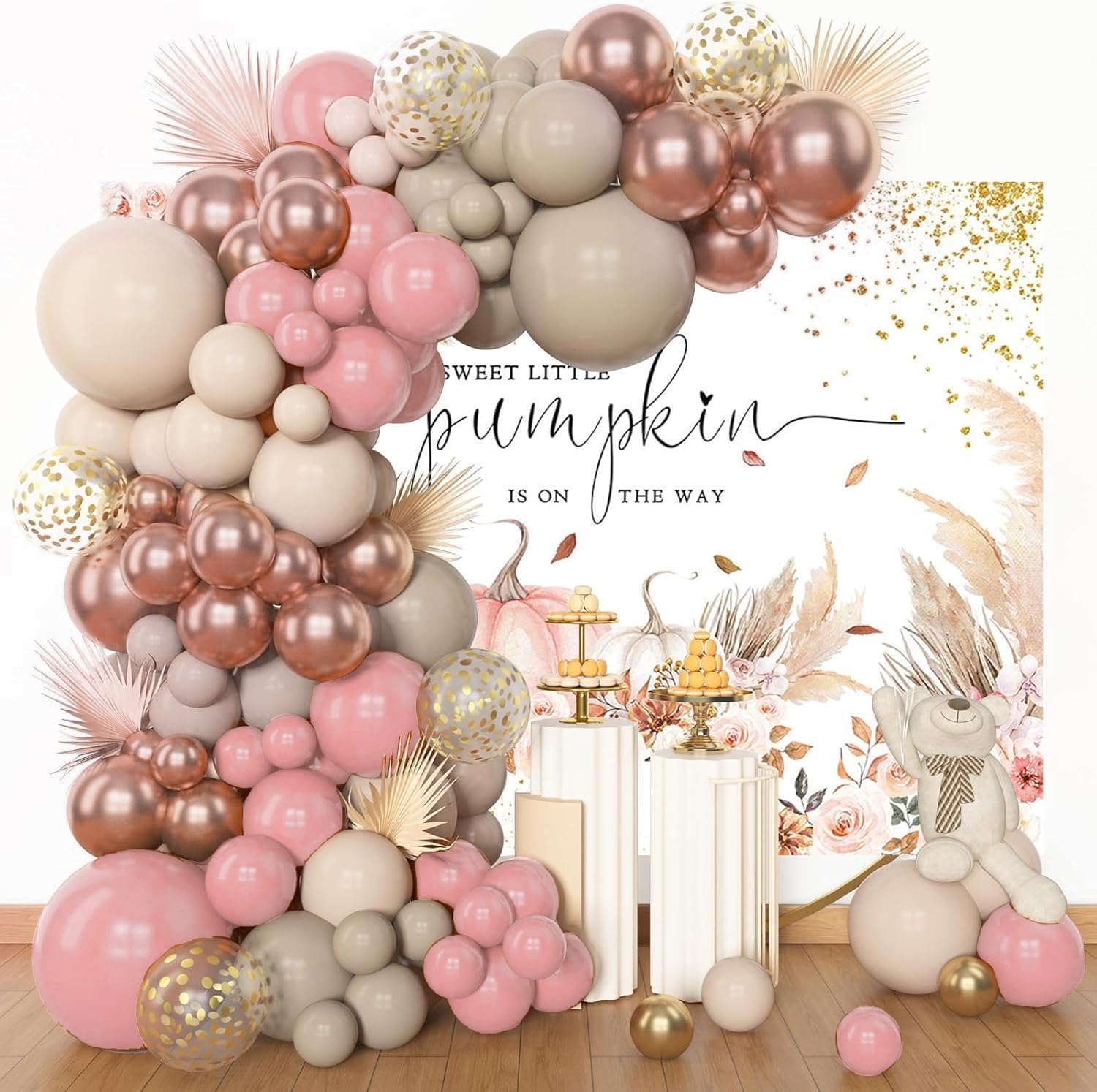 Mocsicka Pumpkin Baby Shower Backdrop Autumn Fall Baby Shower Party Decorations Banner A Little Pumpkin is On The Way Backdrop