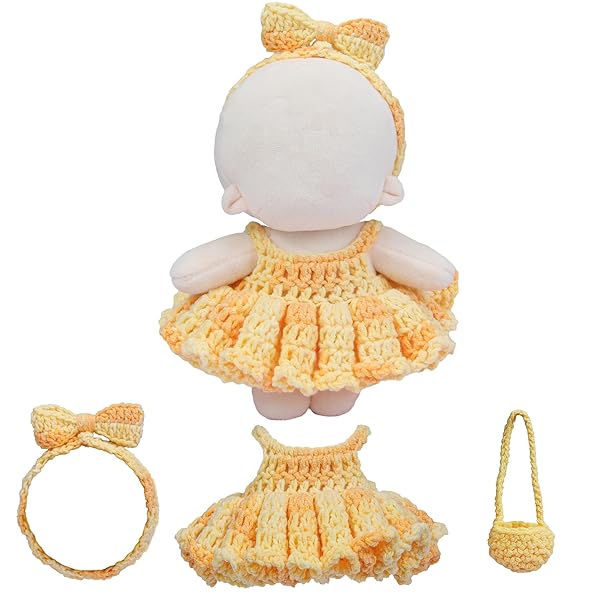 17cm Doll Clothes Handmade - Cute Stylish Styles Clothes for Dolls, Handcrafted Accessories for Doll Pendant, Gift (Yellow)