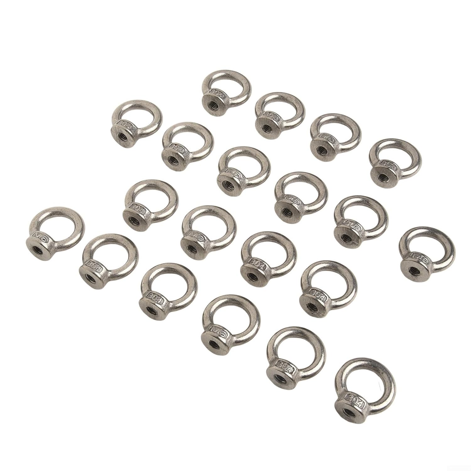 Lifting Eye Nut M6 304 Stainless Steel Hex Nut for Heavy Duty Applications, For Ring Eye Bolt Fastener with M6 Threaded Lift Point, 20-Pack(M8)