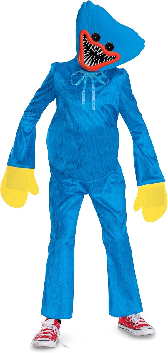 Disguise Huggy Wuggy Costume for Kids, Official Poppy Playtime Costume with Headpiece, Child Size (7-8)