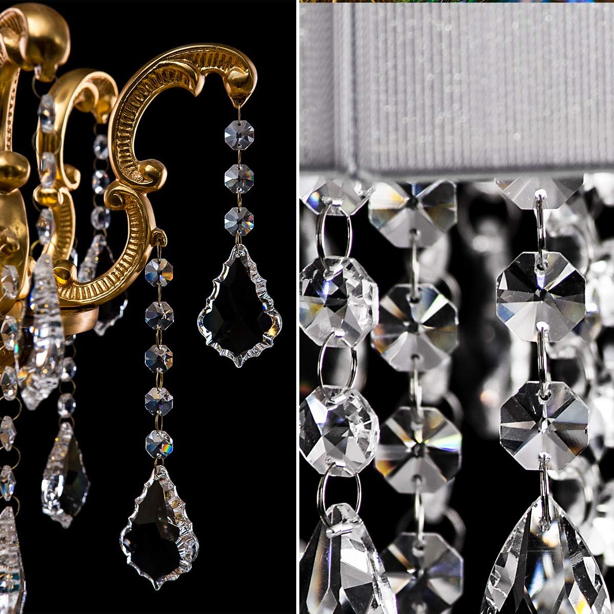 12 Strands 39.4 Feet Magnificent Crystal Gems Beads, Clear Strands Garland Bead Chandelier Lamp Chain for Wedding Party Tree Garlands Decoration and DIY Jewelry Making