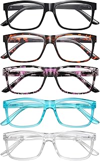 AIMISUV 5 Pack Reading Glasses for Women Men - Blue Light BlockingUV Filter Computer Readers,Anti Eyestrain Eyeglasses (MI...