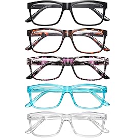 AIMISUV 5 Pack Reading Glasses for Women Men Blue Light Blocking - UV Filter Computer Readers,Anti Eyestrain Eyeglasses