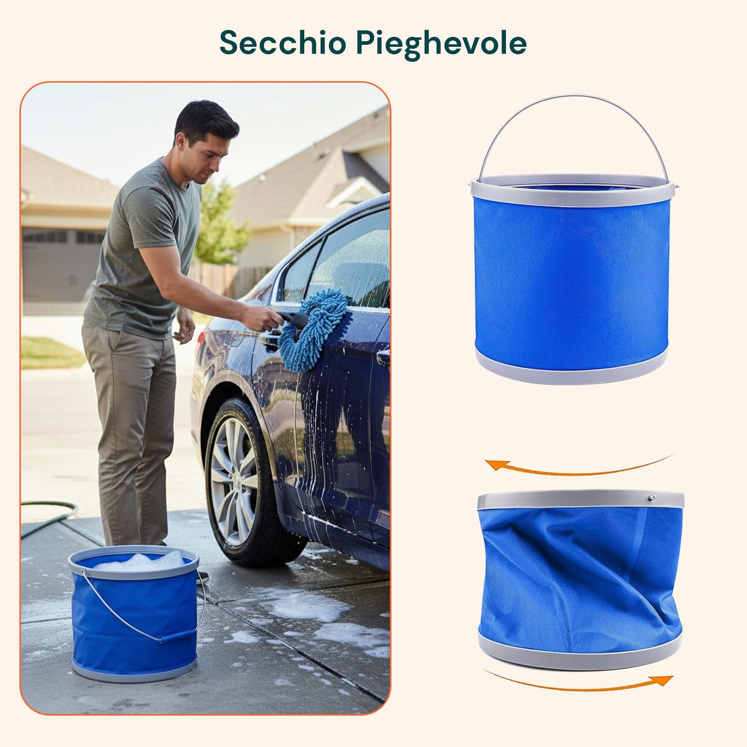 Rullo per Lavaggio Auto, Carrello per la Pulizia dell'autolavaggio con 5 Ruote, Rullo per Lavaggio Resistente, Carrello Secchio, Facile da Spingere, Strumenti per Lavaggio Auto, ceretta