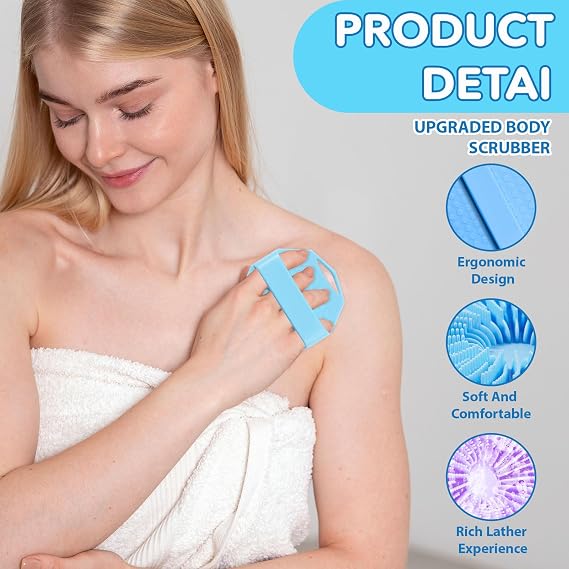2 Pack Silicone Body Scrubber Shower Scrubber | Gentle Exfoliating Back Loofah Scrubbers Set, Antimicrobial Silicone Loofah, Soft Handheld Brushes for Men Women
