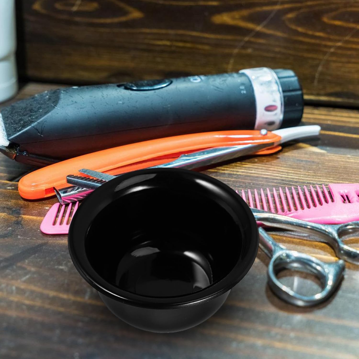 NOLITOY Plastic Shaving Soap Bowl for Men Reusable Black Shaving Cream Dish with Brush Holder Suitable for Wet Shave