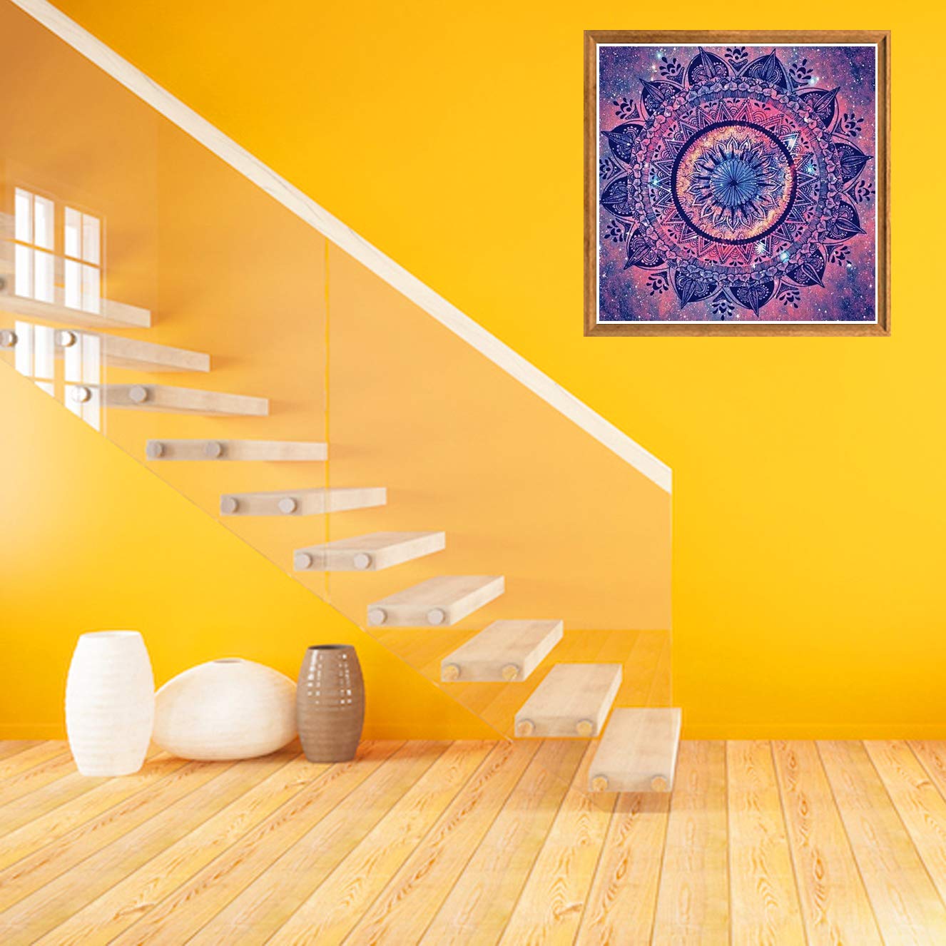 Bimkole 5D Diamond Painting Kit Completo - Fiore Mandala 30x30cm, Fai Da Te Con Diamanti Rotondi, Arte Mosaico Per Decorazione Murale