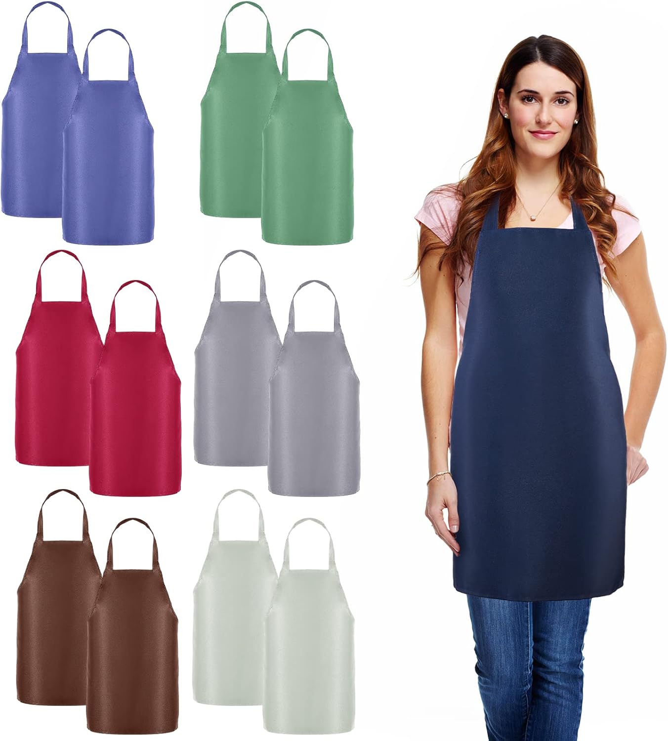 Geyoga 14 Pack Adult Aprons Bulk Painting Aprons for Women Machine Washable