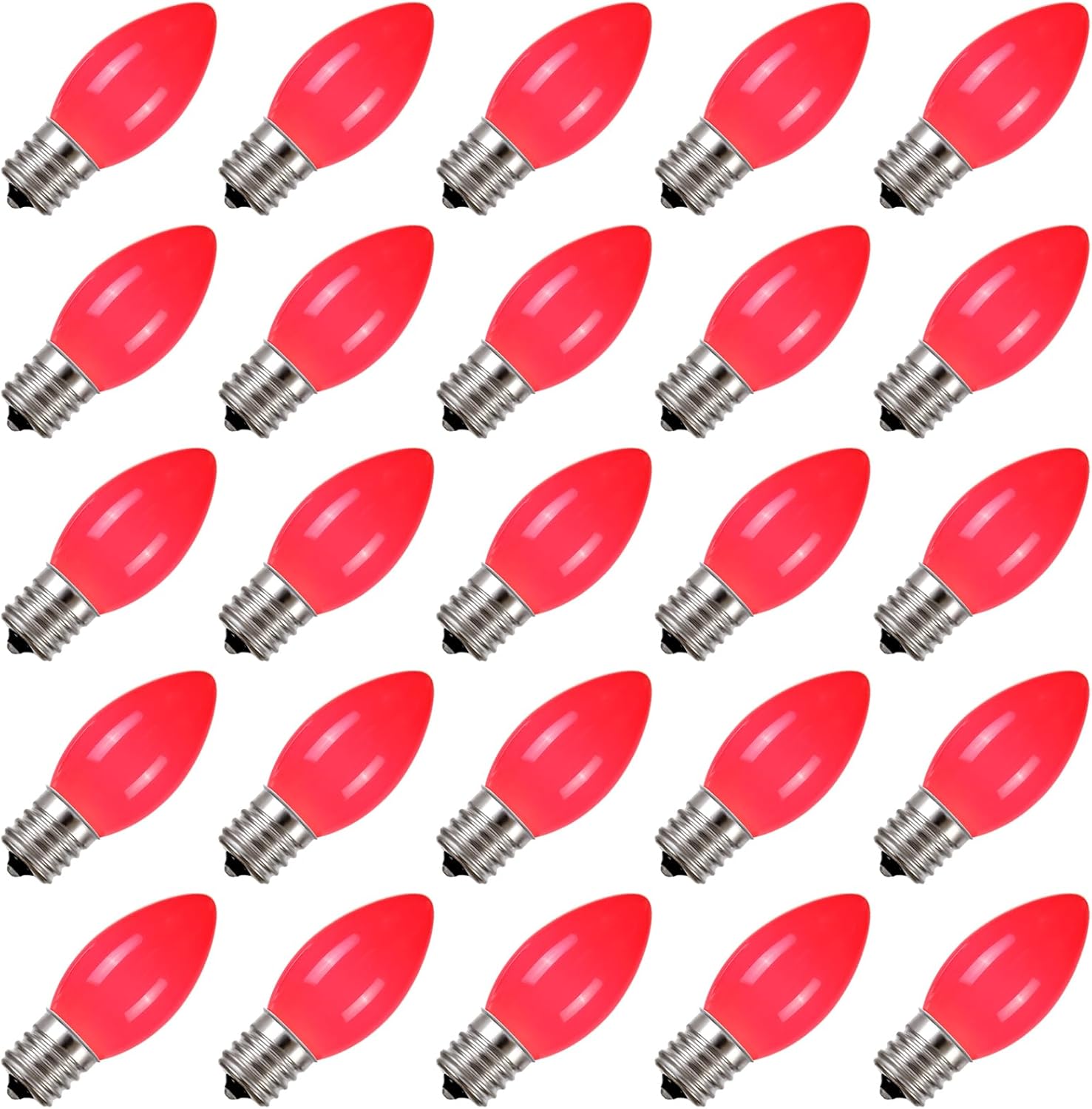 25 Pack C9 Incandescent Light Bulbs, Shatterproof C9/E17 Base Sockets, C9 Replacement Bulbs for Christmas String Lights, Christma Tree, Holiday Decor, 7 Watts, Blue