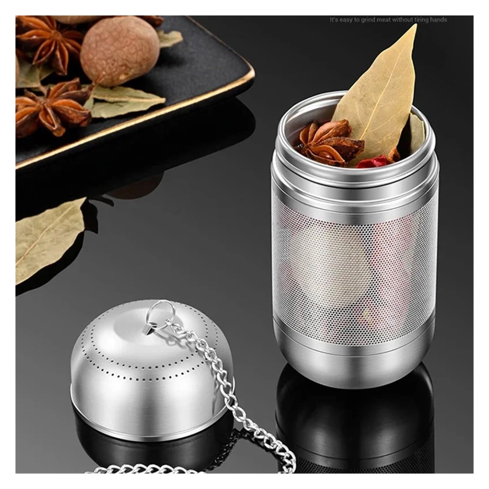Edelstahl Teesieb 1/2Pcs Gewürz Sieb Ball Edelstahl Tee-ei Blätter Spice Teekanne Feine Mesh Teegeschirr Küche(Style 03)