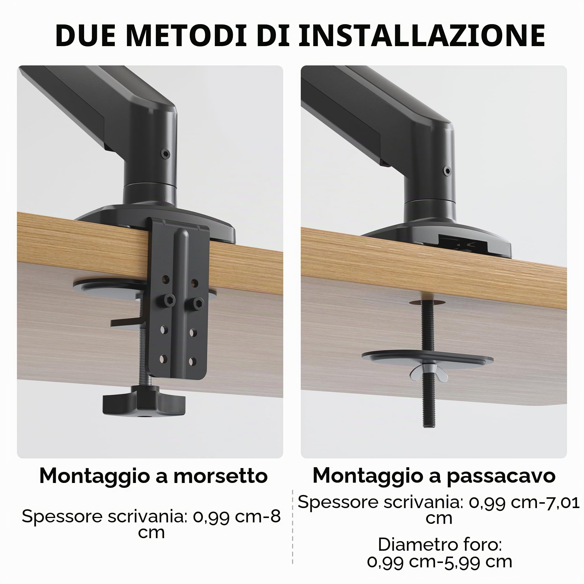 BONTEC Supporto Monitor da Scrivania 15-34 Pollici, Braccio Monitor a Gas Ergonomico Fino a 12 KG, Vesa 75x75 100x100, Inclinazione Rotazione Altezza Regolabile, Staffa Stabile con Gestione Cavi