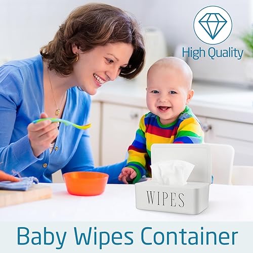 Miniatura 6 de Paquete de 4 dispensadores de toallitas para bebé, soporte recargable con tapa, contenedor de toallitas higiénicas para baño, caja de almacenamiento