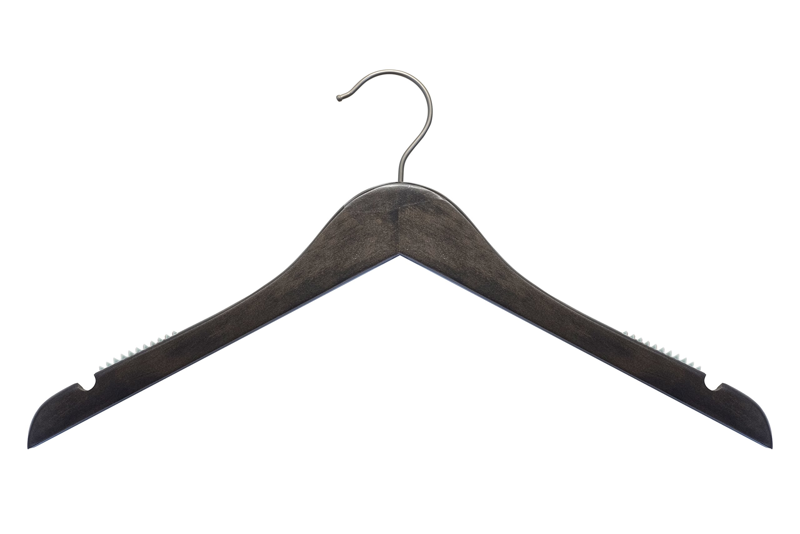 NAHANCO 20717 17” Flat Wooden Top Hanger with Gunmetal Hook, Premium Espresso Finish (Pack of 100)