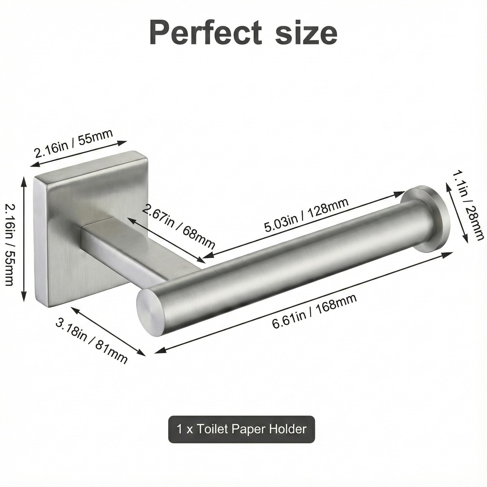 Wall-Mount Toilet Paper Holder, Open Arm, Brushed Nickel — Amazon image 2