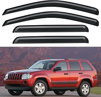 Window Visors Rain Guards Shield for 2005-2010 Jeep Grand Cherokee, Out-Channel Window Vent Wind Deflectors Visors Shades for 05-10 Grand Cherokee